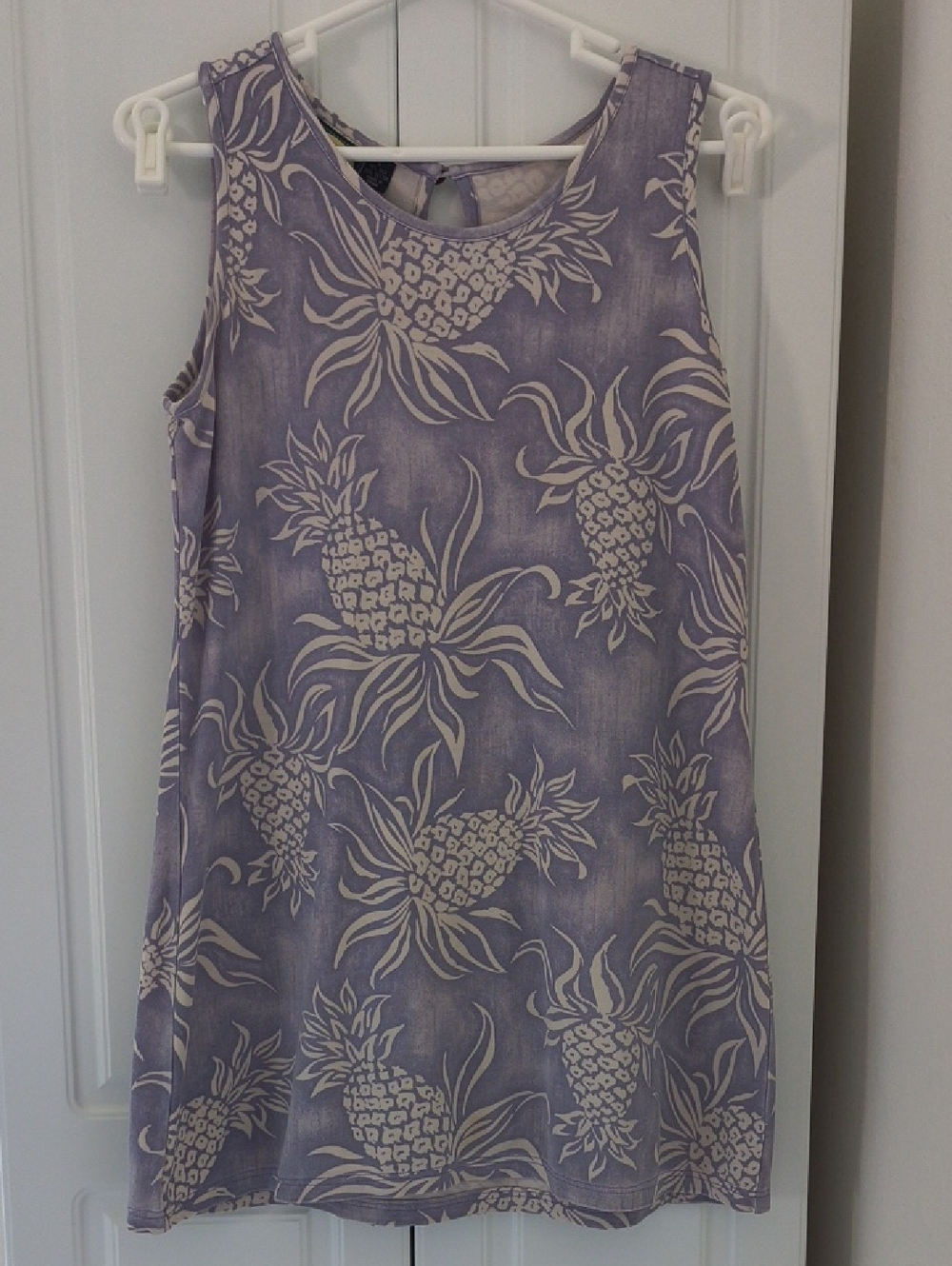 Vintage Tommy Bahama Lavender Pineapple Print Sleeveless Shift Dress